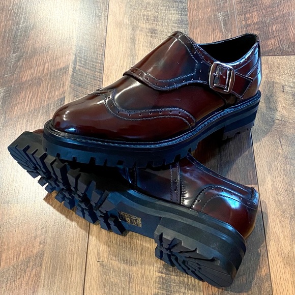Free People Shoes - FREE PEOPLE Brogue Burgundy Buckle Oxfords